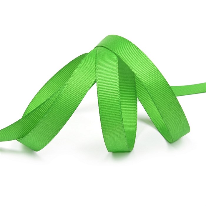 Лента Ideal репсовая в рубчик шир.12мм цв. 579 (120) ярк.зеленый уп.27,42м - фото 246669