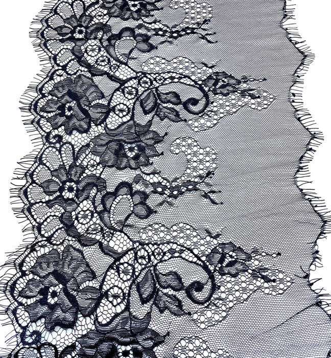 Кружево "реснички" арт.KRK-7314-1 шир.250мм цв.черный уп.3м - фото 247560