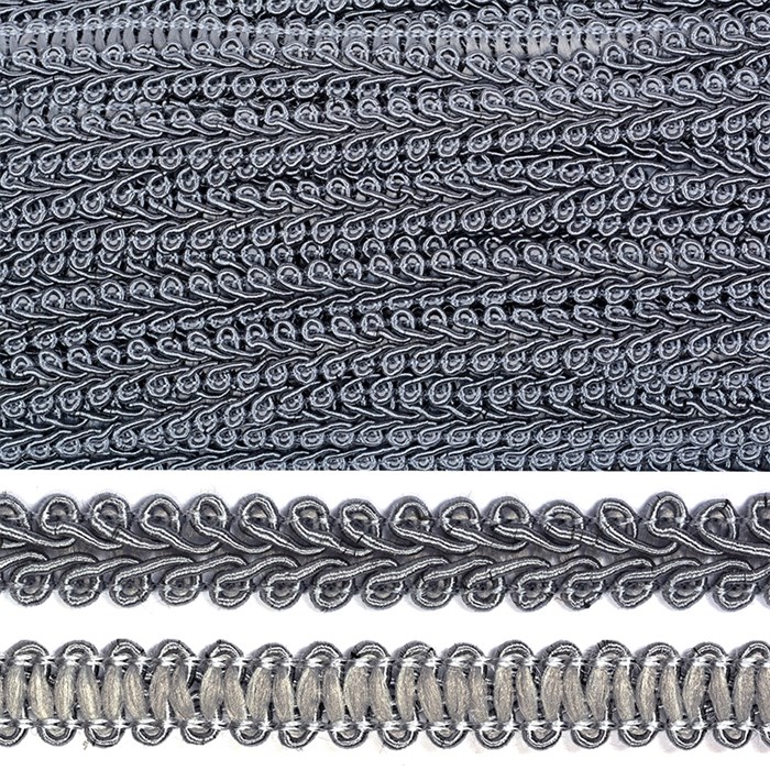 Тесьма TBY Шанель плетеная шир.12мм 0384-0016 цв.F311 т.серый уп.18,28м - фото 248256