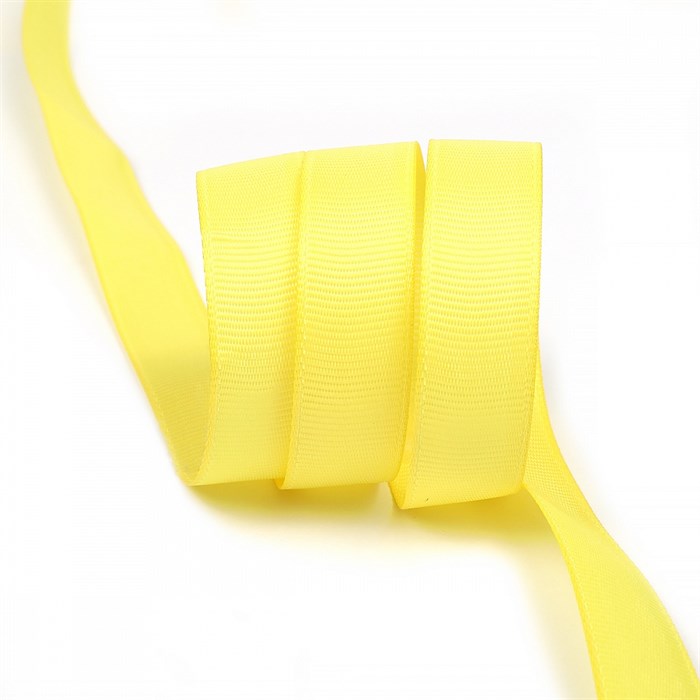 Лента Ideal репсовая в рубчик шир.15мм цв. 640 желтый уп.27,42м - фото 249077