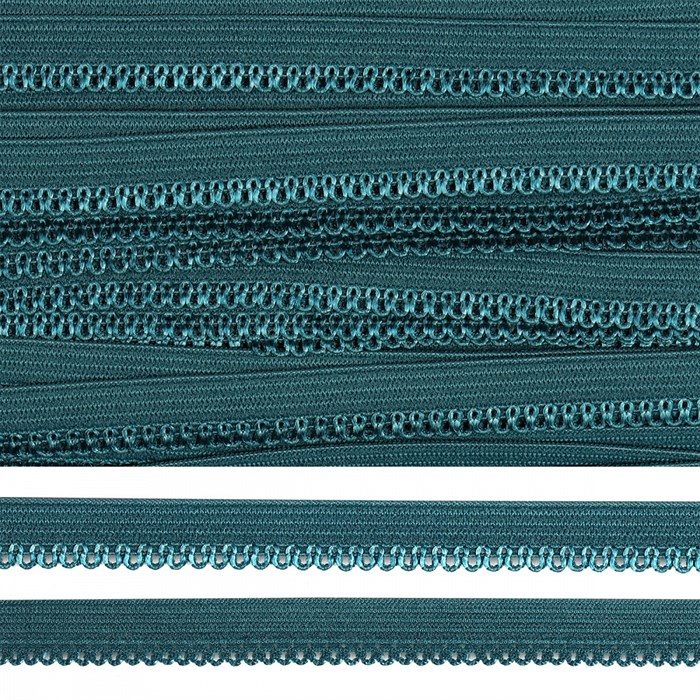 Резинка TBY бельевая (ажурная) 10мм арт.FB03222  цв.F222 изумрудно-синий уп.10м - фото 250239