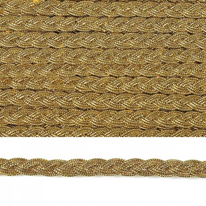 Тесьма отделочная арт.2012 шир.8 мм цв.золото уп.18,28м - фото 250248