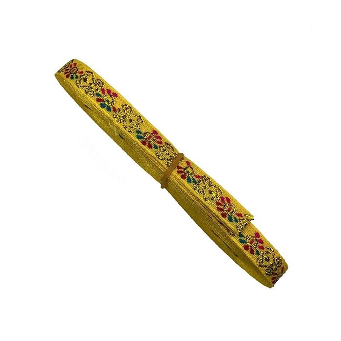 Лента отделочная жаккардовая арт.LJK10-4 шир.10 мм цв.желтый уп.7 м - фото 250569