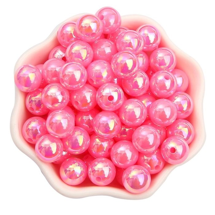 Бусины круглые пластик 10 мм арт.BPPK цв.розовый AB (30 шт) - фото 250637