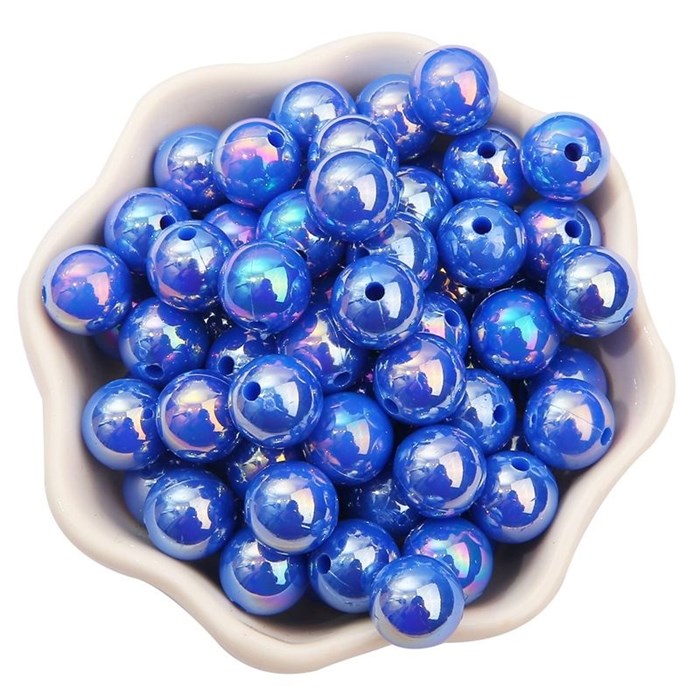 Бусины круглые пластик 6 мм арт.BPPK цв.синий AB (100 шт) - фото 250662