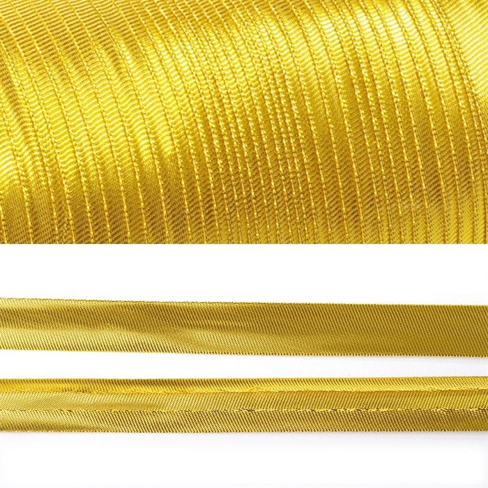 Косая бейка TBY металлизированная шир.15мм цв.золото уп.132 м - фото 251166