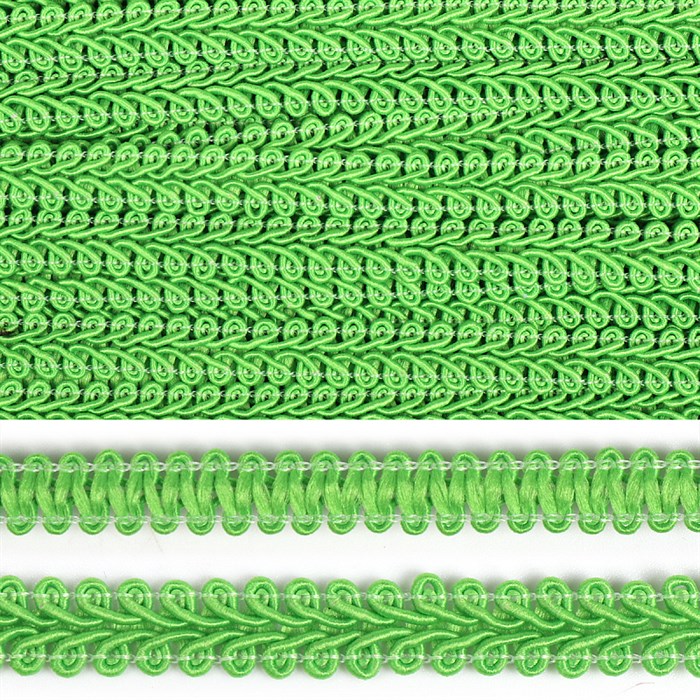 Тесьма TBY Шанель плетеная шир.12мм 0384-0016 цв.052 салатовый уп.18,28м - фото 251394