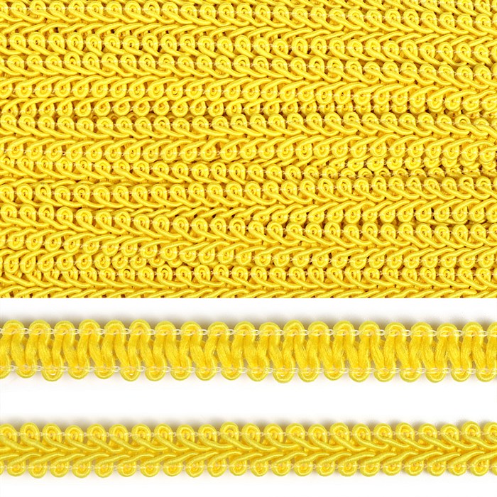 Тесьма TBY Шанель плетеная шир.12мм 0384-0016 цв.143 желтый уп.18,28м - фото 251398
