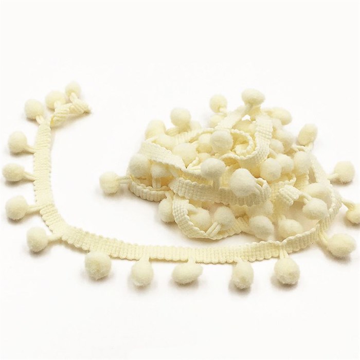 Тесьма с помпонами арт.TPK шир.15-20мм цв.08 светло-бежевый уп.18м 306227 - фото 251734