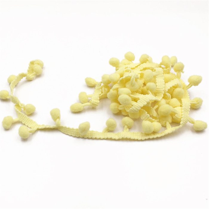 Тесьма с помпонами арт.TPK шир.15-20мм цв.09 светло-желтый уп.18м 306228 - фото 251735