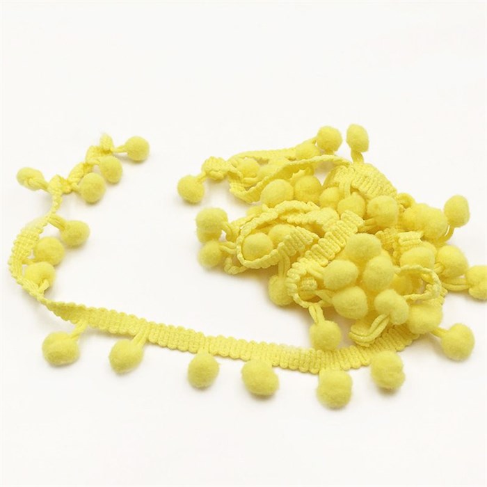 Тесьма с помпонами арт.TPK шир.15-20мм цв.10 желтый уп.18м 306229 - фото 251736