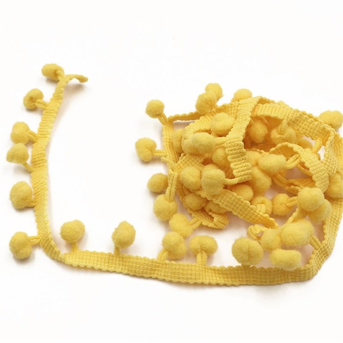 Тесьма с помпонами арт.TPK шир.15-20мм цв.11 темно-желтый уп.18м 306230 - фото 251737