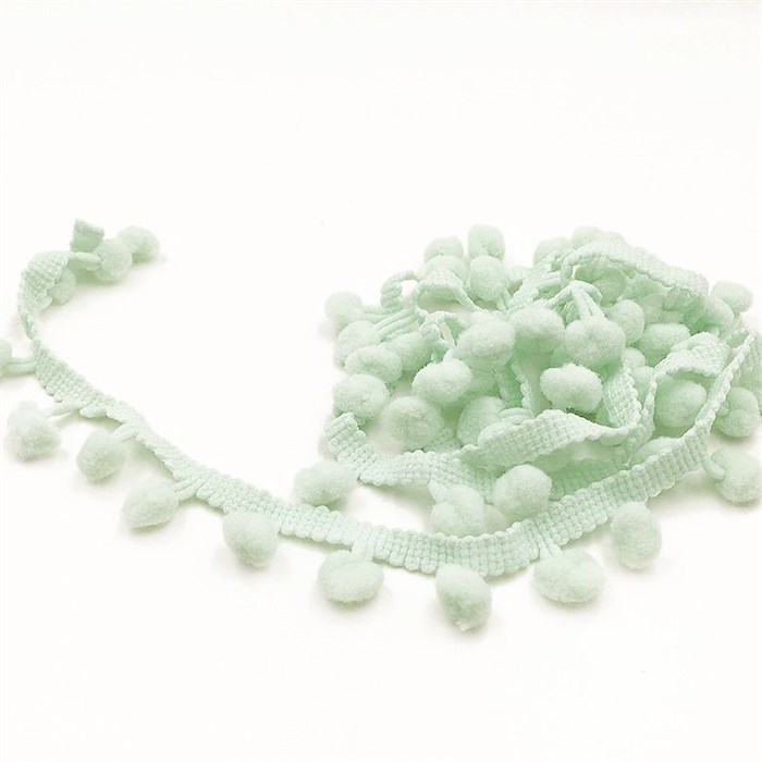 Тесьма с помпонами арт.TPK шир.15-20мм цв.15 светло-мятный уп.18м 306234 - фото 251741
