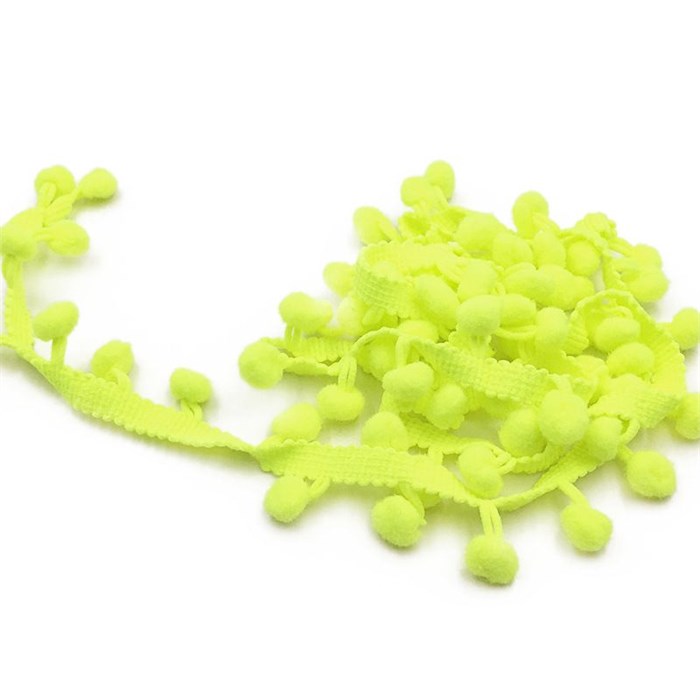 Тесьма с помпонами арт.TPK шир.15-20мм цв.22 неон зеленый уп.18м 306241 - фото 251748