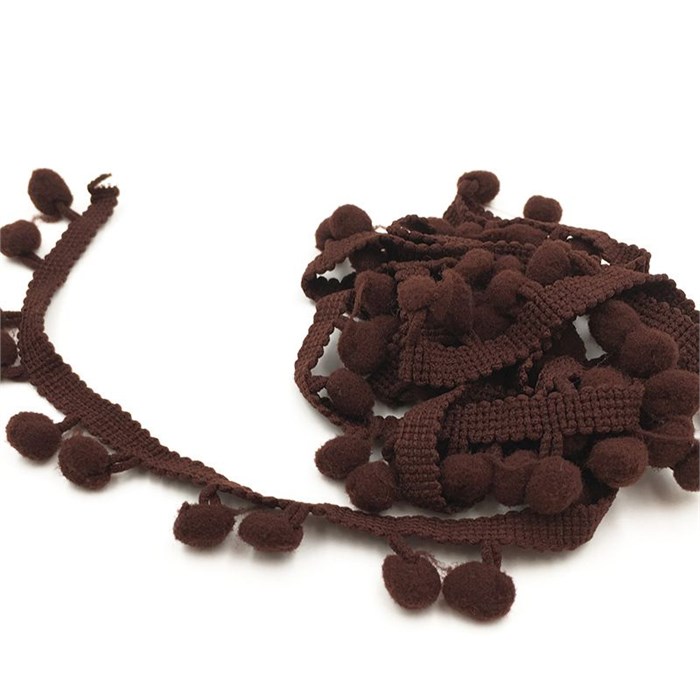 Тесьма с помпонами арт.TPK шир.15-20мм цв.33 темно-коричневый уп.18м 306251 - фото 251758