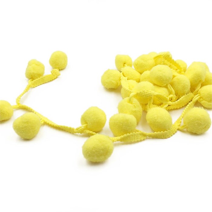Тесьма с помпонами арт.TPK шир.20-25мм цв.желтый уп.8м 306258 - фото 251765