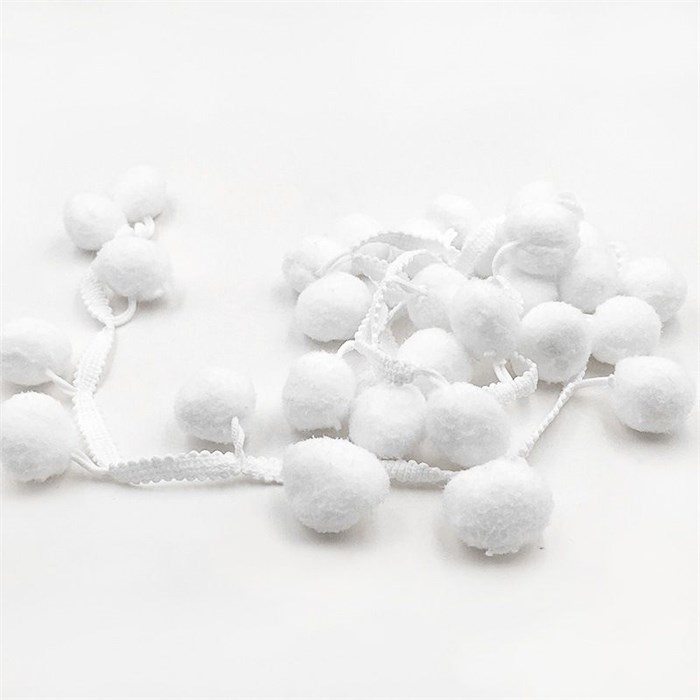 Тесьма с помпонами арт.TPK шир.20-25мм цв.белый уп.8м 306262 - фото 251769