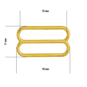 Пряжка регулятор для бюстгальтера металл TBY-74012 15мм цв.золото, уп.100шт
