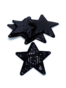 Термоаппликации с пайетками арт.KT #4-343 Звезда черный 78х75мм уп.5 шт