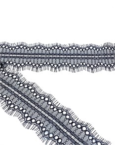 Кружево "реснички" арт.KRK-6150 шир.75мм цв.черный (2 шт по 3 м) 302216