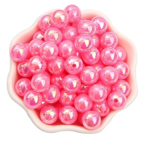Бусины круглые пластик 10 мм арт.BPPK цв.розовый AB (30 шт)