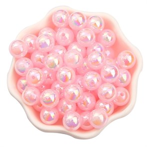 Бусины круглые пластик 10 мм арт.BPPK цв.светло-розовый AB (30 шт)