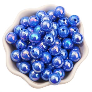 Бусины круглые пластик 10 мм арт.BPPK цв.синий AB (30 шт)