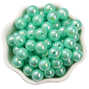 Бусины круглые пластик 8 мм арт.BPPK цв.светло-зеленый AB (50 шт)