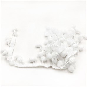 Тесьма с помпонами арт.TPK шир.15-20мм цв.01 белый уп.18м 306220