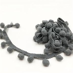 Тесьма с помпонами арт.TPK шир.15-20мм цв.28 темно-серый уп.18м 306246