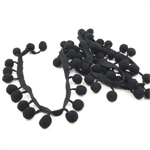 Тесьма с помпонами арт.TPK шир.20-25мм цв.черный уп.8м 306261