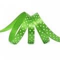 Лента атласная арт.LDAG57902912 (52) крупный горох 12мм  цв.зеленый-белый уп.27,4м - фото 244200