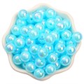 Бусины круглые пластик 10 мм арт.BPPK цв.ярко-голубой AB (30 шт) - фото 250645